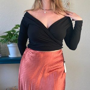 Reformation wrap tie top in tencel stretch jersey